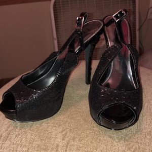 Black sparkle heels